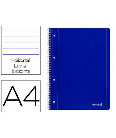 Cuaderno espiral liderpapel a4 micro serie azul tapa blanda 80h 75 gr horizontal con margen 4 taladros azul