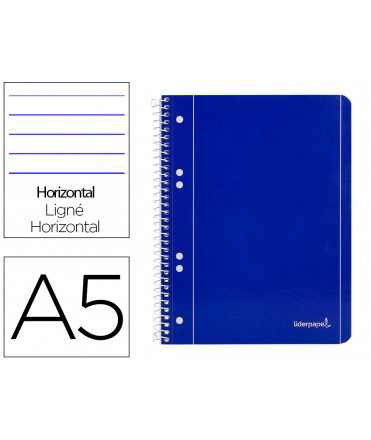 Cuaderno espiral liderpapel a5 micro serie azul tapa blanda 80h 75 gr horizontal 6 taladros azul