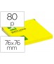 Bloc de notas adhesivas quita y pon q-connect 76x76 mm amarillo neon 80 hojas