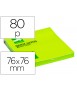 Bloc de notas adhesivas quita y pon q-connect 76x76 mm verde neon 80 hojas