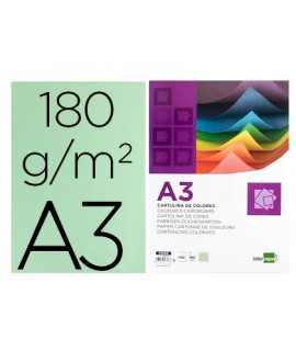 Cartulina liderpapel a3 180g/m2 verde paquete de 100 hojas