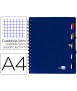 Cuaderno espiral liderpapel a4 micro executive tapa plastico 100h 80 gr cuadro 5mm 5 separadores con gomilla azul