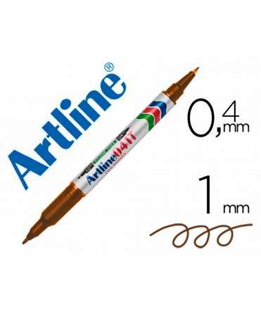 Rotulador artline marcador permanente ek-041t marron -doble punta 0.4 y 1.0 mm