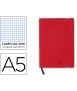 Libreta liderpapel simil piel a5 120 hojas 70g/m2 cuadro 4mm sin margen rojo