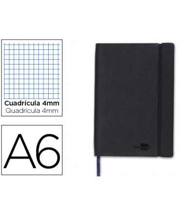 Libreta liderpapel simil piel a6 120 hojas 70g/m2 cuadro 4mm sin margen negro