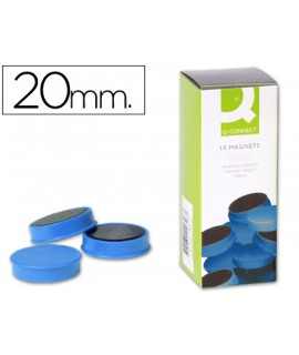 Iman para sujecion q-connect ideal para pizarras magneticas20 mm azul caja de 10 unidades