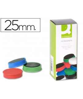 Iman para sujecion q-connect ideal para pizarras magneticas25 mm colores surtidos caja de 10 unidades