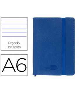 Libreta liderpapel simil piel a6 120 hojas 70g/m2 horizontal sin margen azul