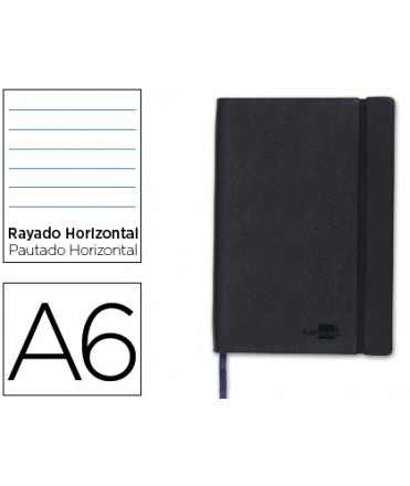 Libreta liderpapel simil piel a6 120 hojas 70g/m2 horizontal sin margen negro