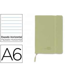 Libreta liderpapel simil piel a6 120 hojas 70g/m2 horizontal sin margen verde