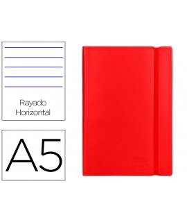 Libreta liderpapel simil piel a5 120 hojas 70g/m2 horizontal sin margen rojo