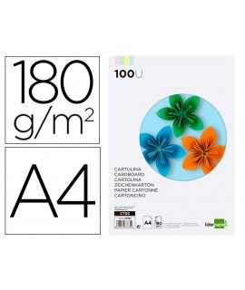 Cartulina liderpapel a4 180g/m2 4 colores surtidos paquete de 100 hojas