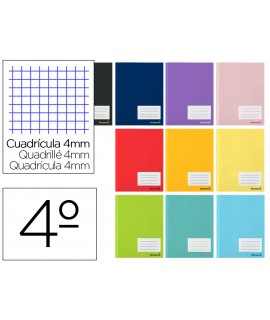 Libreta liderpapel smart a5 80 hojas 60g/m2 cuadro 4mm con margen colores surtidos tapa blanda