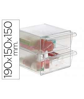 Archicubo archivo 2000 2 cajones organizador modular plastico 190x150x150 mm incluye 2 clips de sujecion