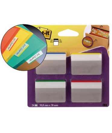 Banderitas separadoras rigidas dispensador 4 colores post-it index 686a-1 grandes 24 banderitas