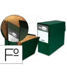 Caja transferencia liderpapel folio con fuelle lomo 110 mm color verde 380x110x260 mm