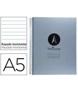 Cuaderno espiral navigator a5 micro tapa forrada 120h 90 gr horizontal sin bandas 6 taladros