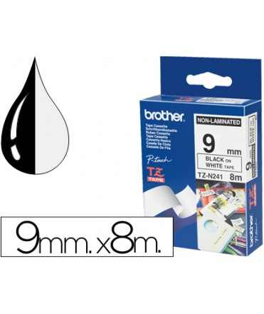 Cinta brother tzen231 negro sobre blanco 9 mm no laminada