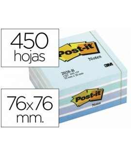 Bloc de notas adhesivas quita y pon post-it 76x76 mm cubo color azul pastel 450 hojas