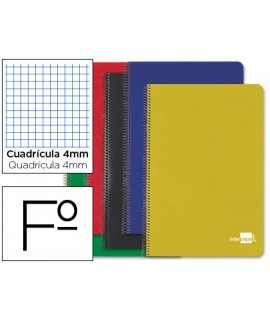 Cuaderno espiral liderpapel folio tapa dura 80h 60 gr cuadro 4mm con margen colores surtidos