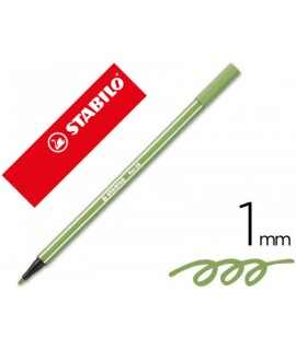 Rotulador stabilo acuarelable pen 68 verde hoja punta gruesa 1mm