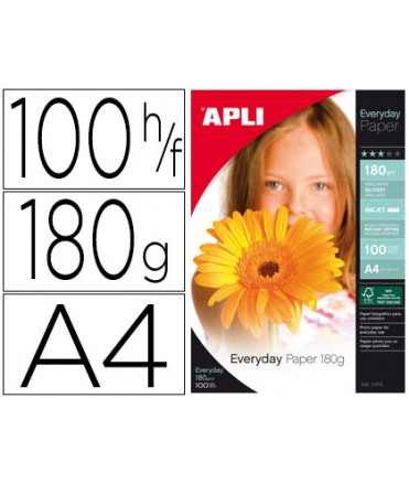 Papel fotografico apli glossy din a4 pack 100 hojas de 180 gr