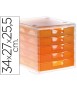 Fichero cajones de sobremesa archivo 2000 340x270x260 mm apilables 5 cajones naranja mandarina translucido