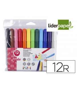 Rotulador liderpapel jumbo caja de 12 unidades colores surtidos