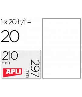 Etiqueta adhesiva apli translucidas 1225 210x297 mm fotocopiadora laser caja con 20 etiquetas