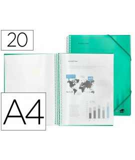 Carpeta liderpapel escaparate con espiral 20 fundas polipropileno din a4 verde