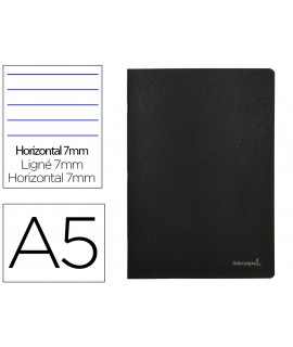 Libreta liderpapel tapa negra a5 80 hojas 60g/m2 horizontal con doble margen