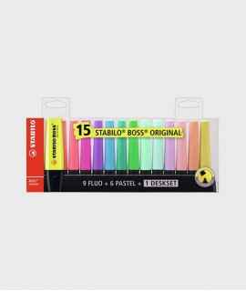 15 Retoladors Stabilo Boss Fluorescent colors assortits