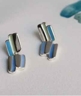 Pendientes de plata Palette, doble