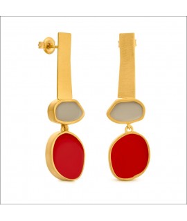 Pendientes Dorados Collage Rojo